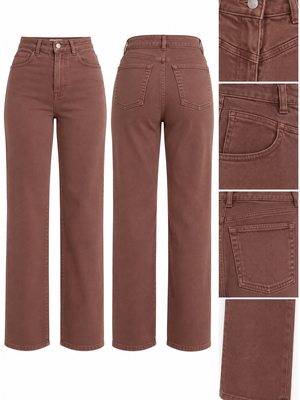 Aritzia Wilfred Free Brown High-Rise Straight-Leg Pants – Size 8